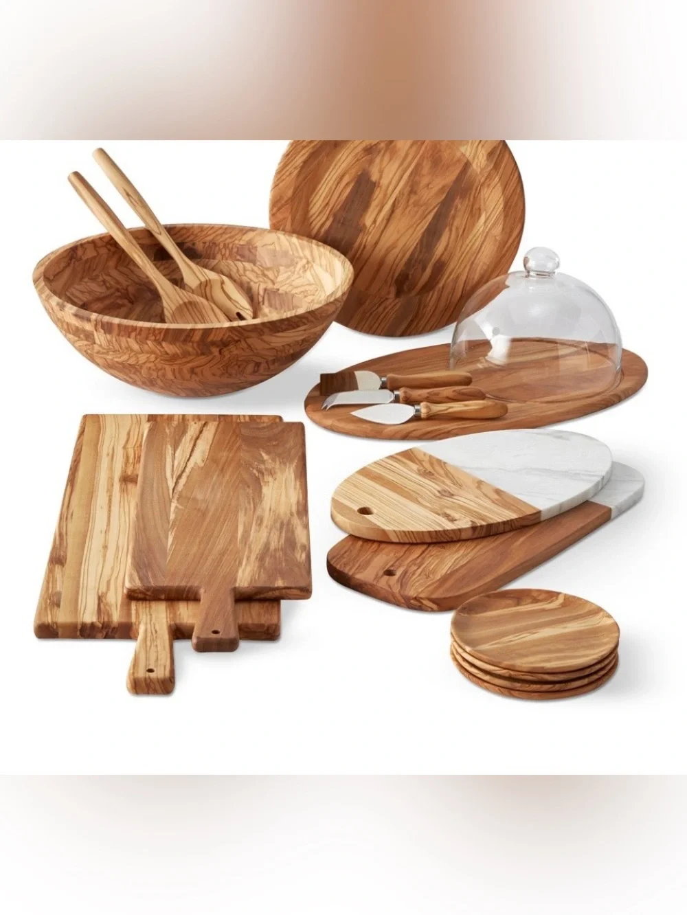 Williams Sonoma - Olivewood & White Marble Rectangular Cheese Board